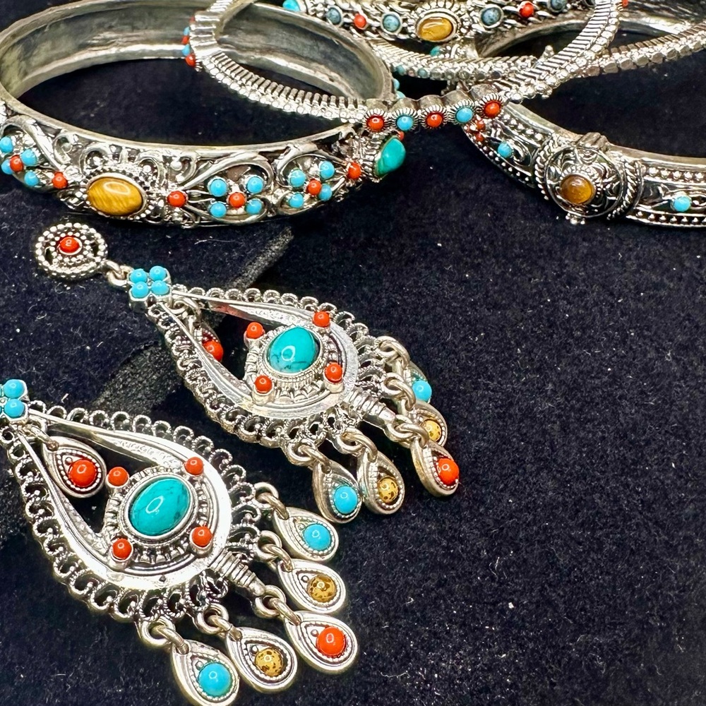 RJ GRAZIANO Cabochon Bangles and matching earrings.